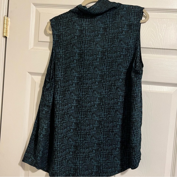 Dark hunter green top with bow tie at neck - Picture 2 of 6